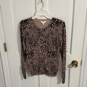 Time and Tru Leopard Print Sweater - Brown and Black